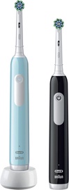 Elektriskā zobu birste Braun Oral-B Pro Series 1 Duo Pack, melna/gaiši zila, ar statīvu (bojāts iepakojums)