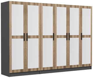 Гардероб Kalune Design Kale 5120, антрацитовый/светло-коричневый, 52 см x 225 см x 210 см, с зеркалом