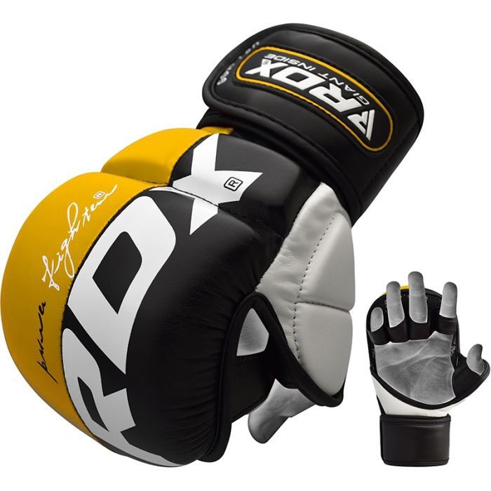 Перчатки для ММА RDX Grappling Rex T6 Plus GGR-T6Y-M+, белый/черный/желтый, M