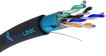 Tinklo kabelis Extralink CAT5E FTP (F/UTP) Outdoor with gel | Twisted pair, 305 m, juoda