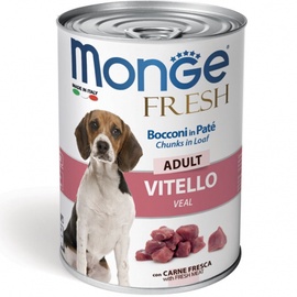 Mitrā barība (konservi) suņiem Monge Fresh Adult, teļa gaļa, 0.4 kg