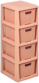 Korvide komplekt, esemete hoidmiseks Branq Rattan, roosa, 29.5 x 24 x 65 cm