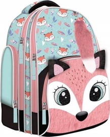 Школьный рюкзак St.Majewski Fox, черный/розовый/голубой, 20 см x 31 см x 37 см