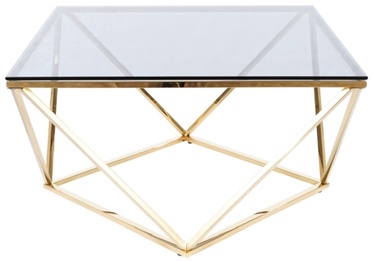 Kafijas galdiņš Signal Meble A, caurspīdīga/zelta, 800 mm x 800 mm x 450 mm