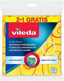 Ткань, универсальная Vileda Ultra Fresh 144826, желтый, микрофибра, 3 шт.