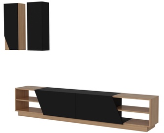 Svetainės baldų komplektas Kalune Design Zebra, vidaus, rudas/juodas