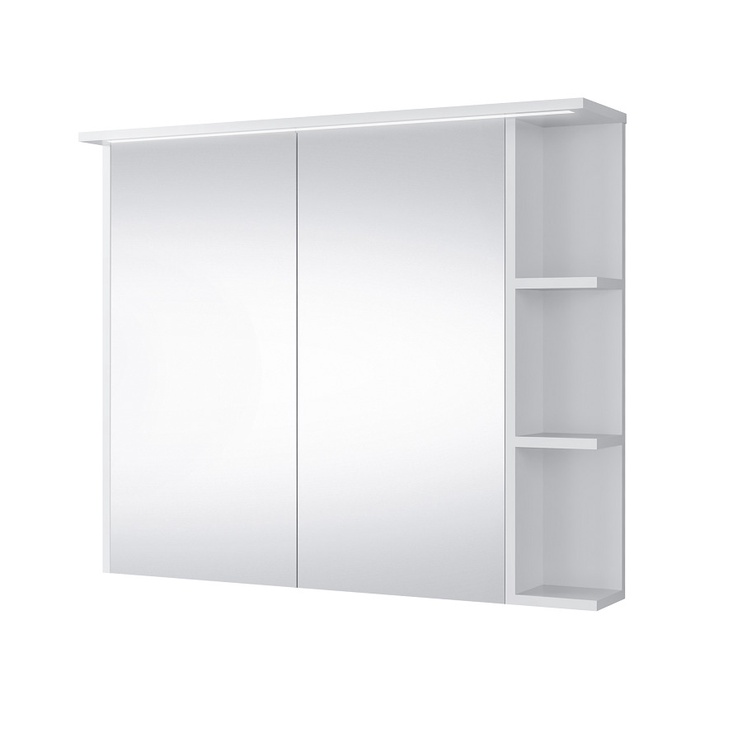 Подвесной шкафчик для ванной с зеркалом Domoletti, белый, 15 см x 90.4 см x 77 см