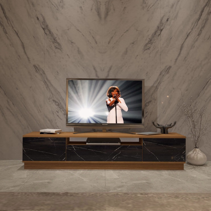 TV-laud Kalune Design Freestyle 180-CR, must/pähklipuu, 40 cm x 180 cm x 46 cm