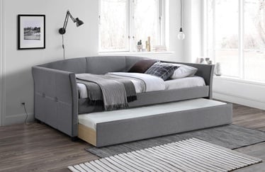 Кровать одноместная с выдвижным дополнительным спальным местом 90 Pull-Out, 90 x 200 cm, серый, с решеткой
