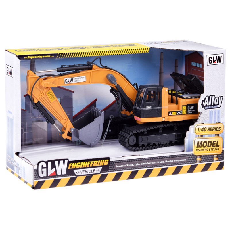 Rotaļu ekskavators GLW Engineering Vehicle ZA5012, dzeltena