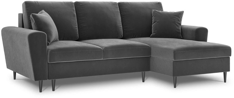 Stūra dīvāns Micadoni Home Moghan Velvet 4 Seats, gaiši pelēka, labais, 241 x 145 cm x 88 cm