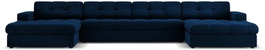 Dīvāns Micadoni Home Justin Velvet Panoramic 5 Seats, tumši zila, 294 x 160 cm x 72 cm