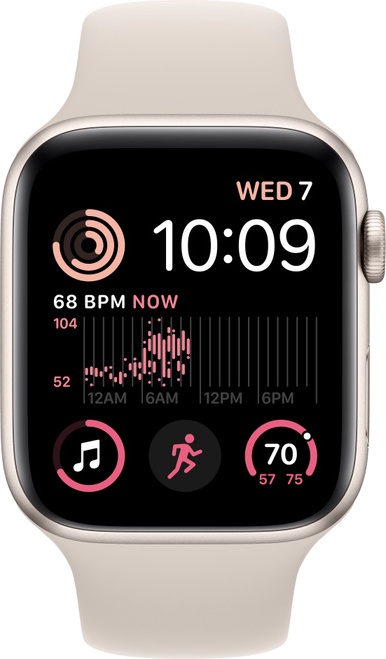 Nutikell Apple Watch SE GPS + Cellular (2nd Gen) 44mm Starlight Aluminium Case with Starlight Sport Band - Regular, hele pruun