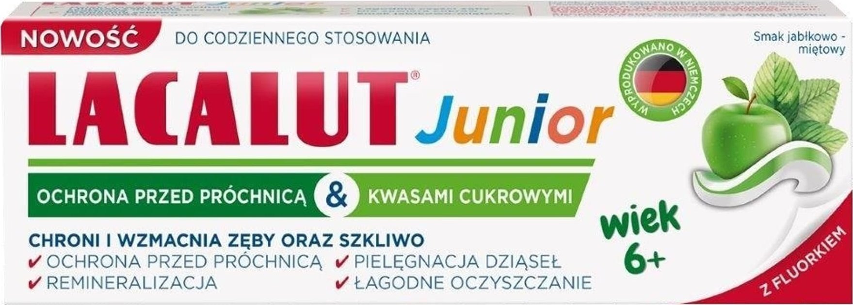 Zobu pasta Lacalut Junior, piparmētru garša/ābolu