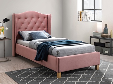 Кровать Aspen Velvet, 90 x 200 cm, розовый, с решеткой