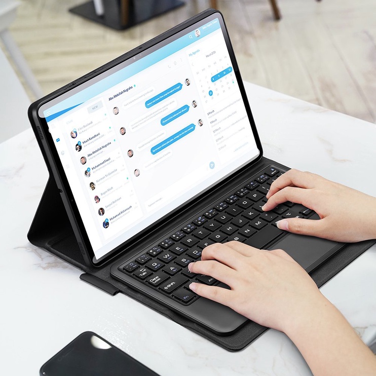 Klaviatūra Dux Ducis Touchpad Keyboard Case for Galaxy Tab S7 EN, melna, bezvadu