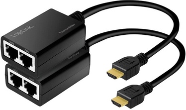 Удлинитель Logilink HDMI EXtender Up To 30m HDMI/2 x RJ-45, HDMI/2 x RJ-45, черный