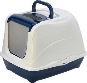 Suletud kassitualett Karlie Flip Cat 51702, sinine/valge, suletud, 58 cm x 44 cm x 41 cm