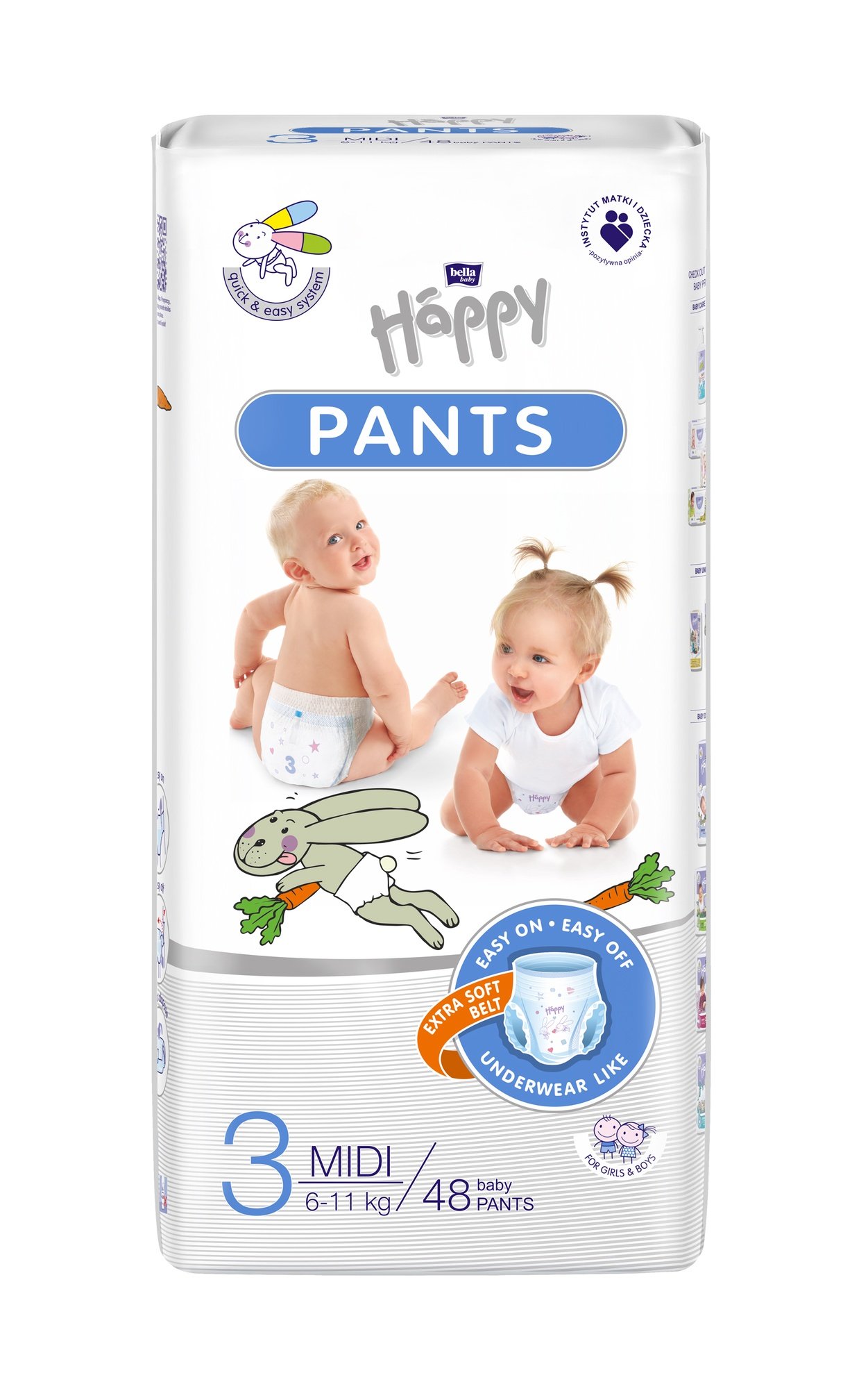 Autiņbiksītes-apakšbiksītesHappyPantsMidi,3izmērs,6-11kg,48gab.