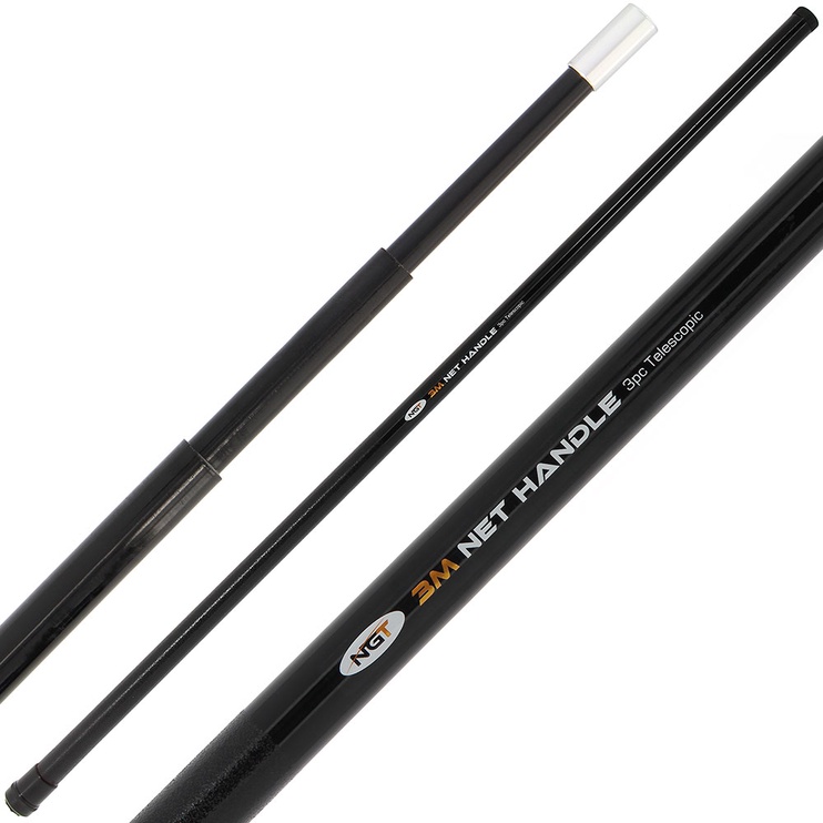 Kronšteins NGT Fiberglass Net Handle, 300 cm, melna