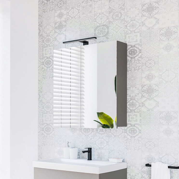 Подвесной шкафчик для ванной с зеркалом Domoletti SV61-3, серый, 13.5 см x 60 см x 66 см