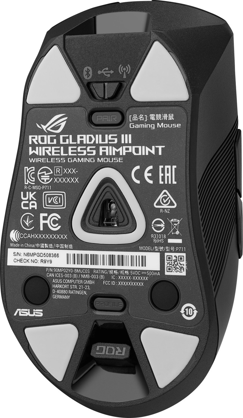 Spēļu pele Asus ROG Gladius III, melna