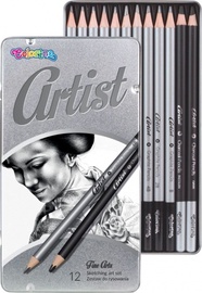 Графитовый карандаш Colorino Artist Sketching Set, 4H/2H/H/F/HB/B/2B/4B/6B/8B/D/M, серый, 12 шт.