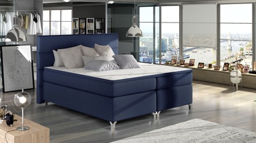 Кровать Amadeo Soft 09, 180 x 200 cm, темно-синий, с матрасом, с решеткой