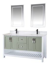 Комплект мебели для ванной Kalune Design Yampa 60, белый/зеленый, 54 x 150 см x 86 см