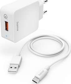 Зарядное устройство Hama Qualcomm, USB, 1.5 м, белый, 19.5 Вт