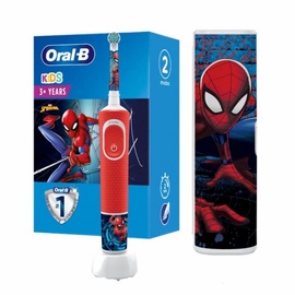 Электрическая зубная щетка Oral-B Vitality Pro Spiderman, синий/красный