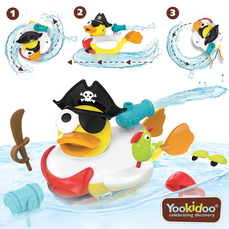 Rotaļu dzīvnieks Yookidoo Jet Duck Create A Pirate, daudzkrāsaina, 15 gab.