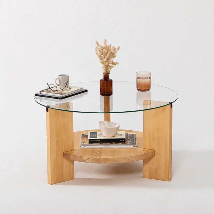 Журнальный столик Kalune Design Mondo, дубовый, 75 см x 75 см x 40 см