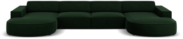 Dīvāns Micadoni Home Jodie Velvet Rounded Panoramic 6 Seats, tumši zaļa, 364 x 166 cm x 70 cm