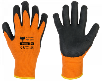 Рабочие перчатки перчатки Bradas Winter Fox Lite, хлопок/латекс, черный/oранжевый, 10, 6 шт.