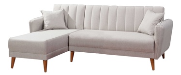 Stūra dīvāns Kalune Design Aqua Kose, krēmkrāsa, kreisais, 225 x 150 cm x 85 cm