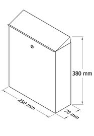 Postkast Glori Ir Ko PD950, vask, 250 mm x 70 mm x 380 mm