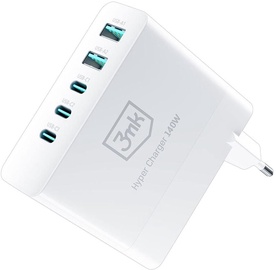 Telefona lādētājs 3MK Hyper Charger, 2 x USB/3 x USB-C, balta, 140 W