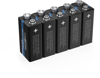 Uzlādējamās baterijas Ansmann Industrial, 6LR61, 1200 mAh, 5 gab.