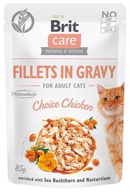 Влажный корм для кошек Brit Care Fillets in Gravy Choice Chicken, курица, 0.085 кг