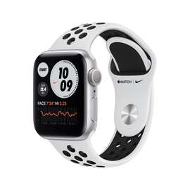 Умные часы Apple Watch Nike Series 6 GPS 40mm Aluminum Pure Platinum/Black Nike Sport Band, серебристый