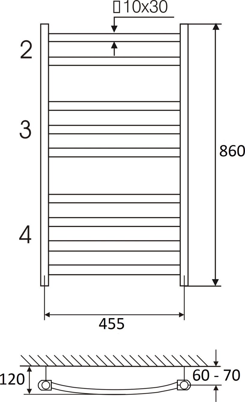 Электрический полотенцесушитель Elonika EP 50 x 86 KL with 300W Therma MOA Heater, хромовый, 45.5 см x 86 см