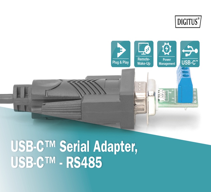 Adapteris Digitus USB-C Serial Adapter, USB-C - RS485 USB-C, RS-485, 1 ...