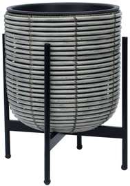 Puķu pods Home4you Wicker With Stand 38105, pelēka, Ø 300 mm