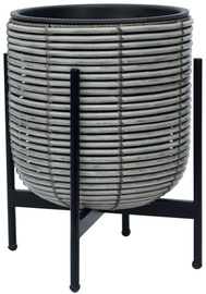 Puķu pods Home4you Wicker 38105, plastmasa/metāls, Ø 30 cm, pelēka