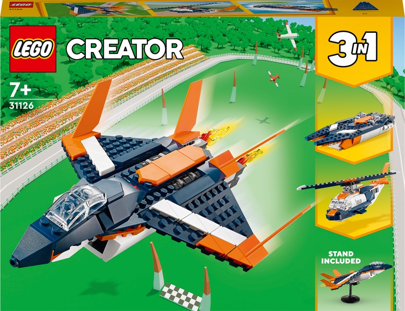 Konstruktors LEGO® Creator 3 v 1 Virsskaņas reaktīvā lidmašīna 31126