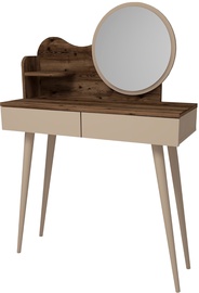 Столик-косметичка Kalune Design Gutty 550ARN2757, бежевый/ореховый, 90 см x 35 см x 132.2 см, с зеркалом