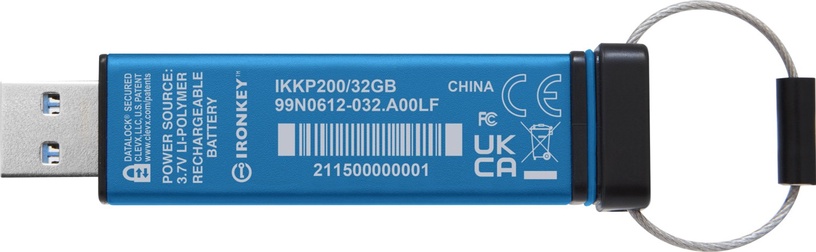 USB zibatmiņa Kingston IronKey Keypad 200, zila, 32 GB