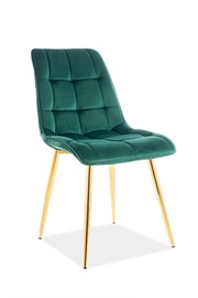 Ēdamistabas krēsls Chic Velvet, zelta/zaļa, 43 cm x 50 cm x 88 cm