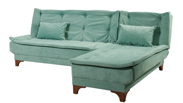 Stūra dīvāns Hanah Home Kelebek Köþe, gaiši zaļa, labais, 107 x 225 cm x 81 cm